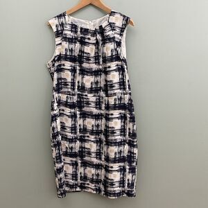 Pendleton Silk Dress Knee Length Sheath Sleeveless Womens 12 Black White Career